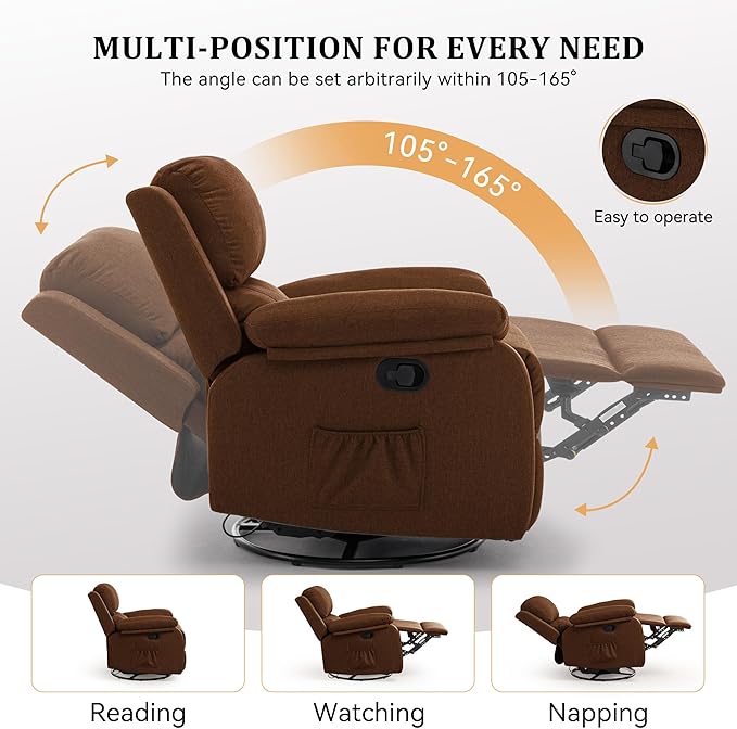 Korser Recliner Chair, 360 Swivel Rocker Chair