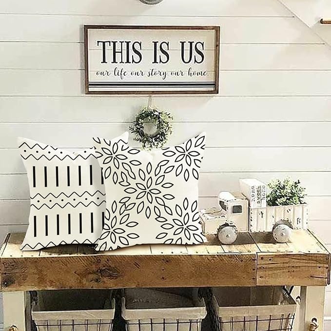 YCOLL Pillow Covers 16x16 Set of 4, Modern Sofa Throw Pillow Cover, Decorative