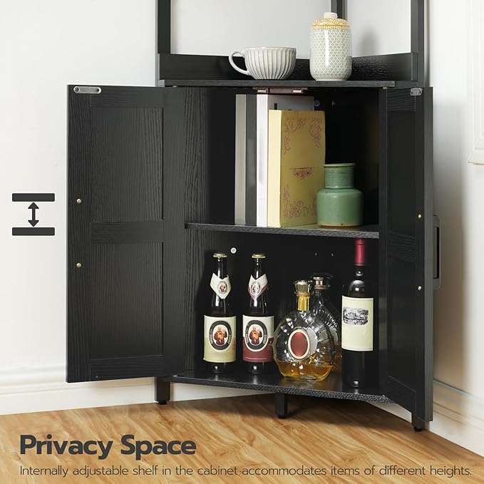 HOOBRO Corner Shelf with Storage, Tall Corner Storage Cabinet, 5-Tier Corner