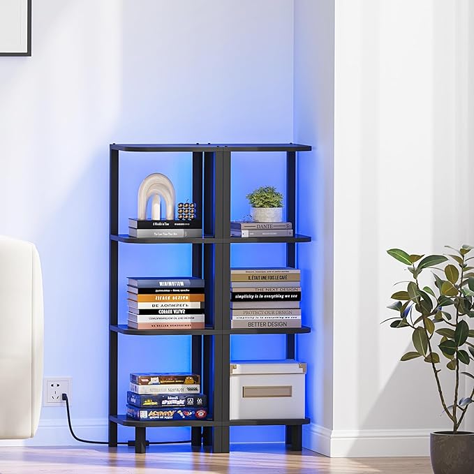 TUTOTAK Corner Shelf, 4-Tier Corner Bookshelf