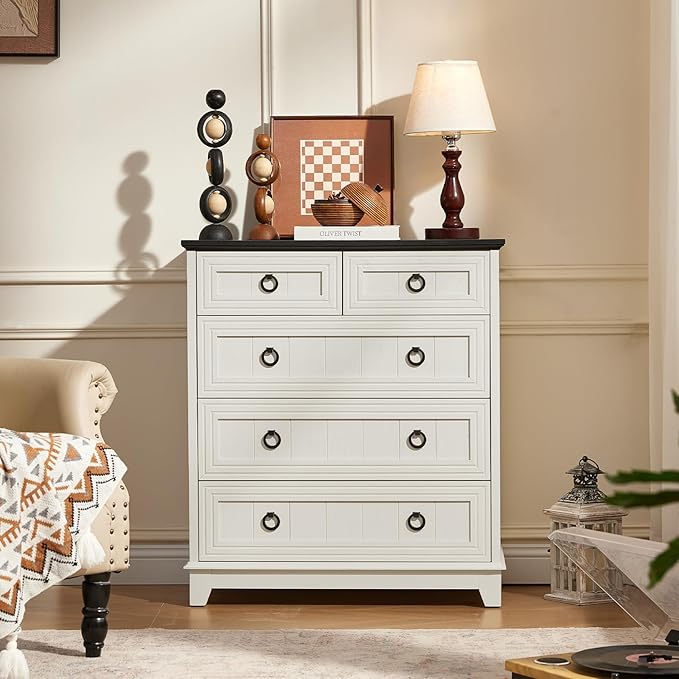Joaxswe Farmhouse 5 Drawer Dresser