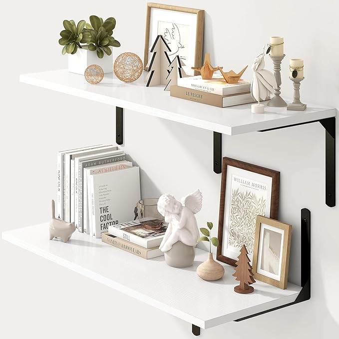 Fun Memories Floating Shelves for Wall, 12 Inch Deep Floating Shelves Set of 2