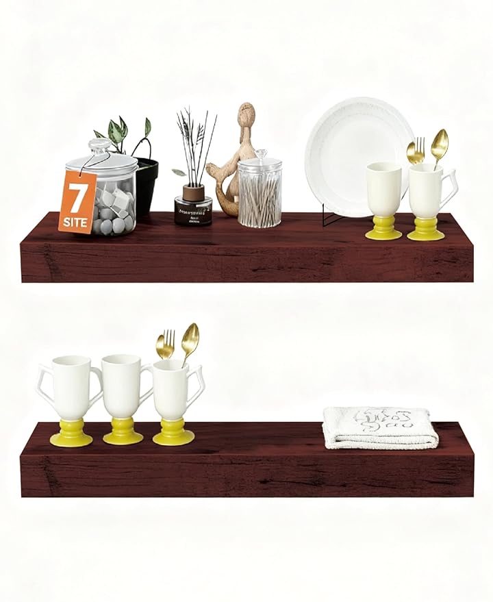 Solid Wood Floating Shelves, 15in Finished Real Wood Wall Shelves