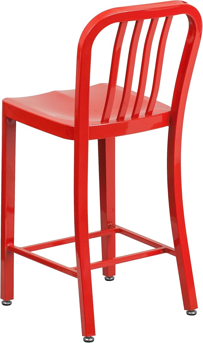 Flash Furniture Commercial Grade 24" High Red Metal Indoor-Outdoor Counter