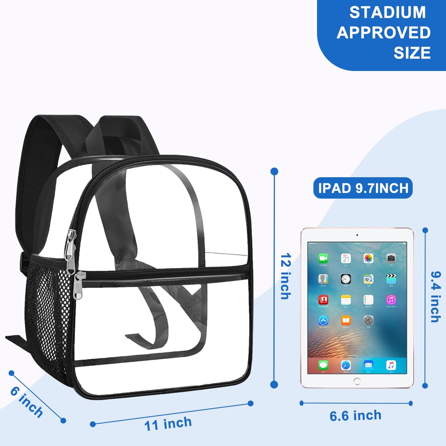 Oraben Clear Backpack for Stadium Events Clear Bag Large Stadium Backpack Waterproof 12x6x12 for Women Men Adult Concert Sport Work