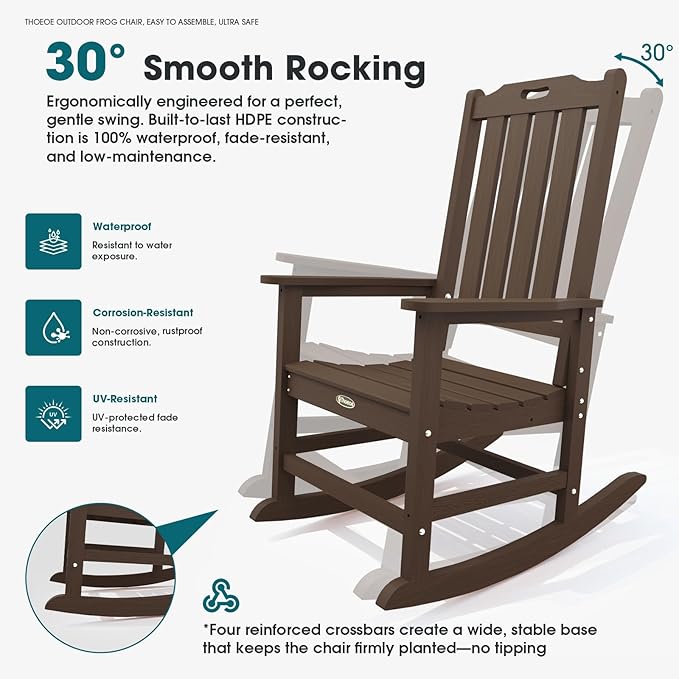 THOEOE Oversized Rocking Chair, Outdoor Rocking Chair