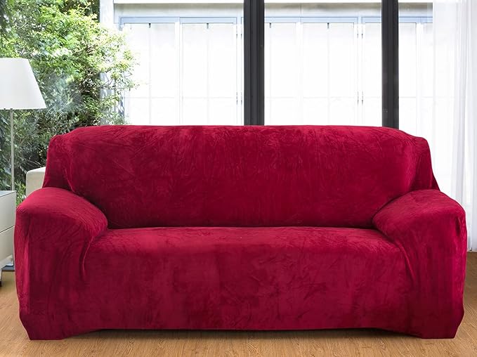 vctops 1-Piece Velvet Plush Stretch Loveseat Sofa Slipcover
