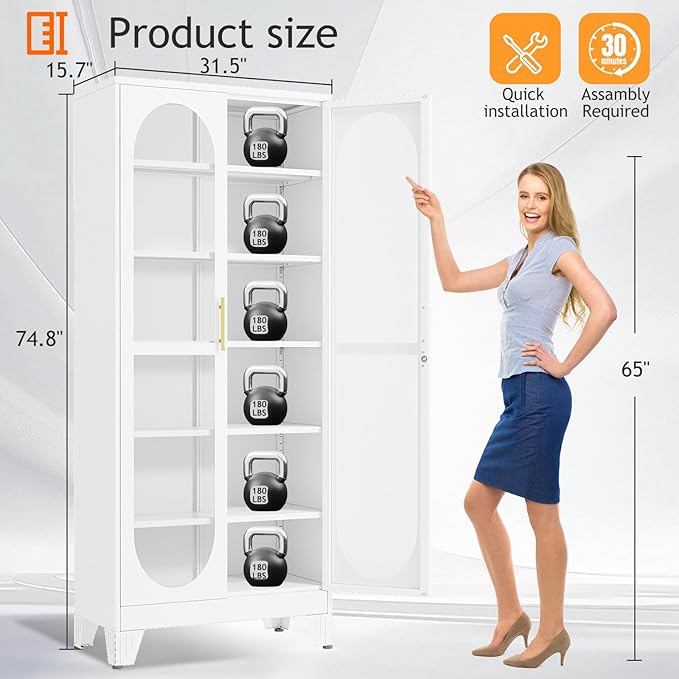 PAOFIN 75" H Locking Display Cabinet