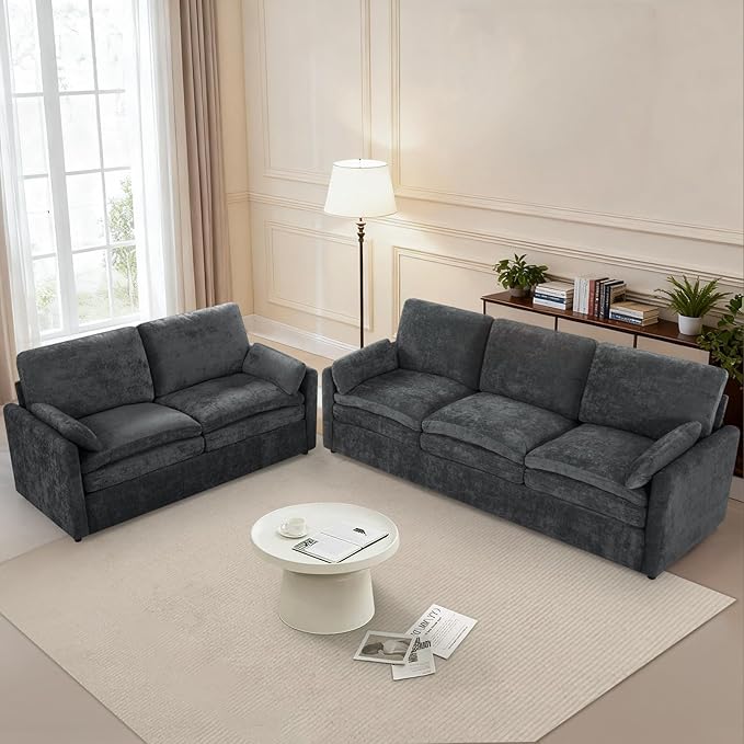 Chenille Upholstered Sofa Set