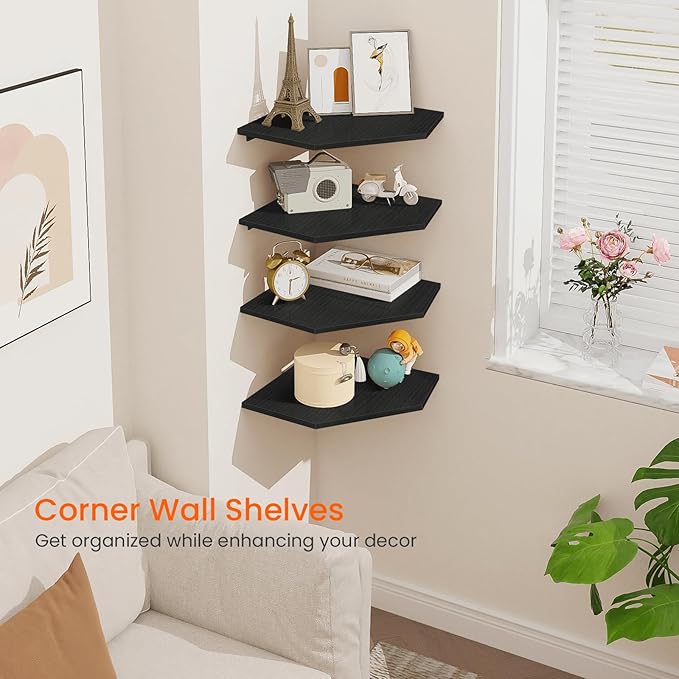 Homode Corner Floating Shelves, Corner Shelves Wall Mounted