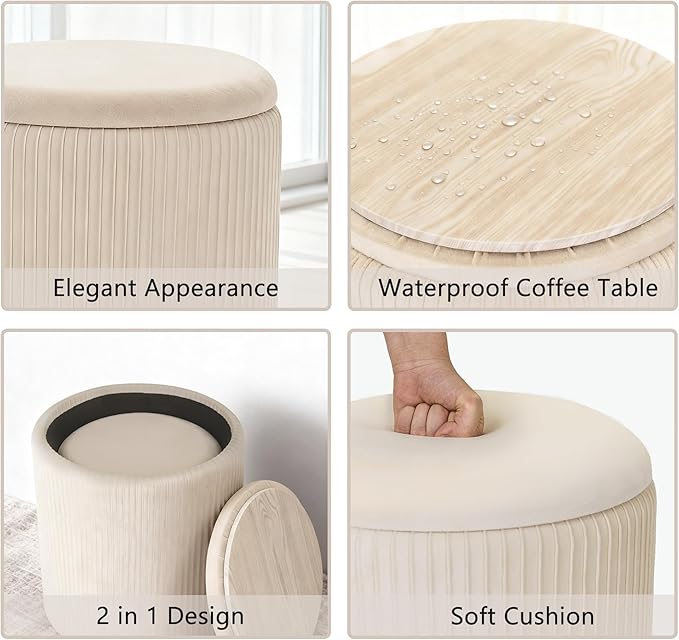 CAROLMADE Set of 2 Round Ottoman