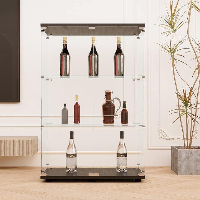 FLYMUHJIA Glass Display Corner Cabinets Storage