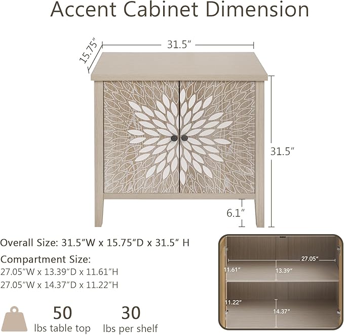 2-Door Carved Modern Storage Cabinet