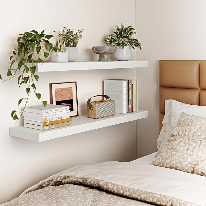 Fixwal Floating Shelves for Wall, 35.4" Long Heavy Duty Wall Mounted Rustic