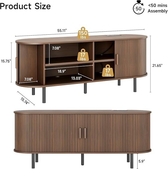ONBRILL 55" TV Stand with Power Outlet