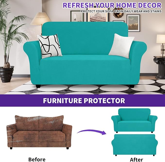 ZNSAYOTX Super Stretch Loveseat Covers, New Striped Love Seat Slipcover