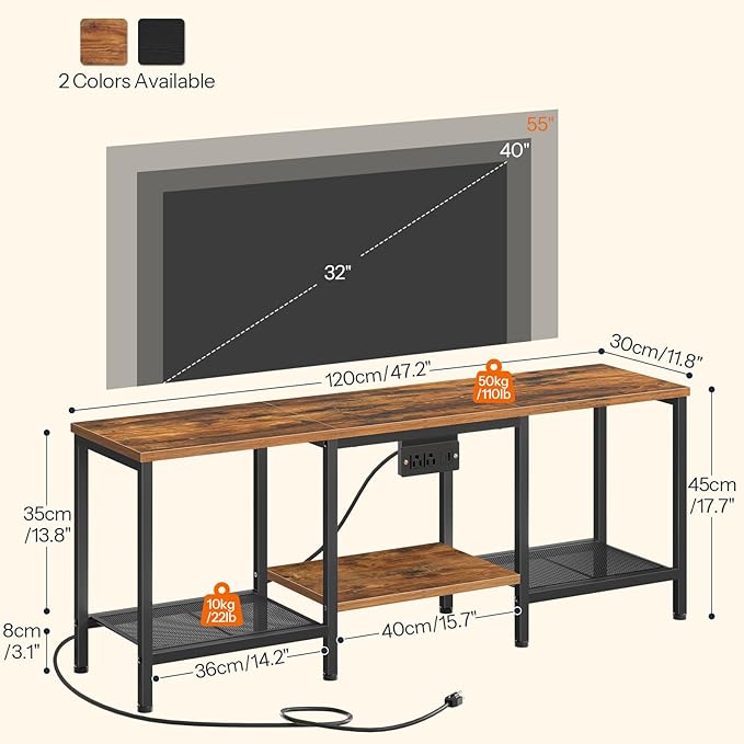 HOOBRO TV Stand with Charging Station to 55 Inches, LED Entertainment Center