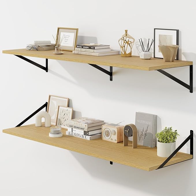 Fun Memories Floating Shelves for Wall, 12 Inch Deep Floating Shelves Set of 2