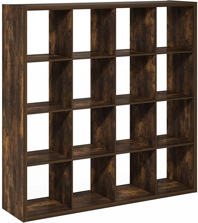 Furinno Cubicle Book Shelf, 16-Cube Bookshelf, Extra Thick Frame Reversible