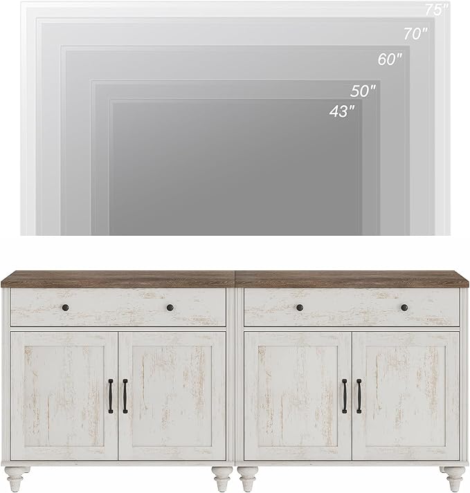 WAMPAT Farmhouse TV Stand for 75 inch TV