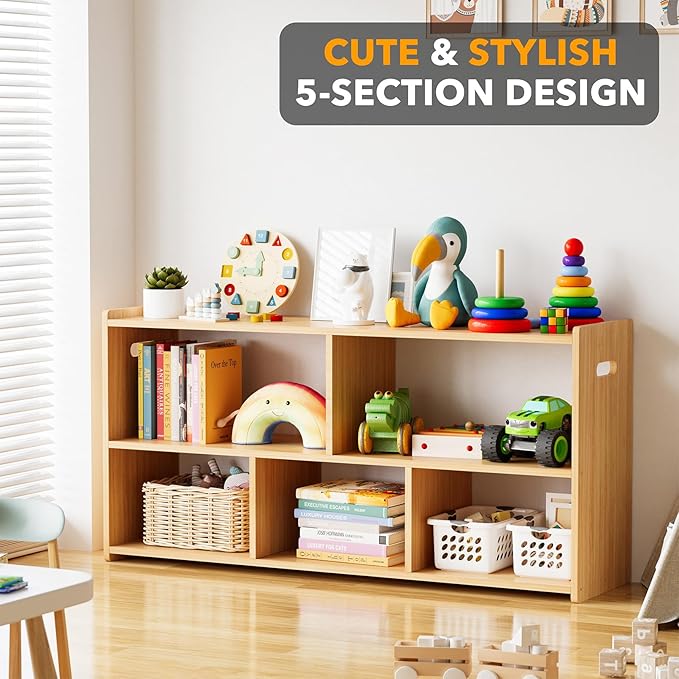 SpaceAid 5-Compartment Bookshelf, Montessori Bookcase