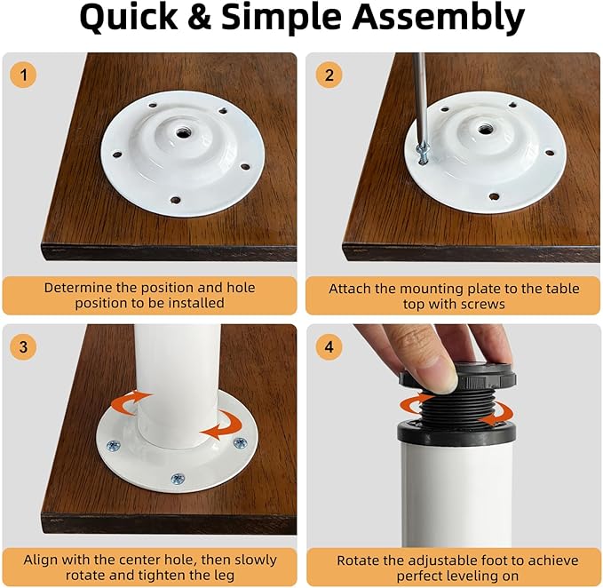 QLLY 30 inch Adjustable Metal Desk Legs, Heavy Duty Furniture Table Legs