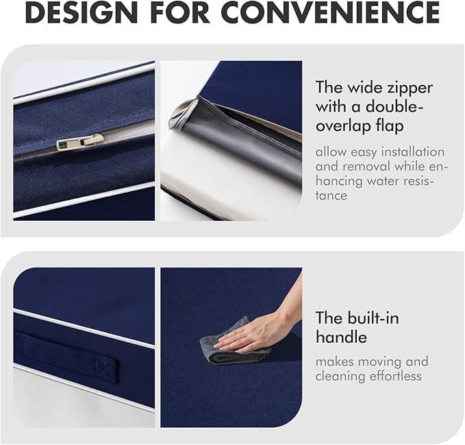 MIULEE Navy Outdoor Seat Cushion 24x24 Inch Waterproof & 3 Year Fade Resistant