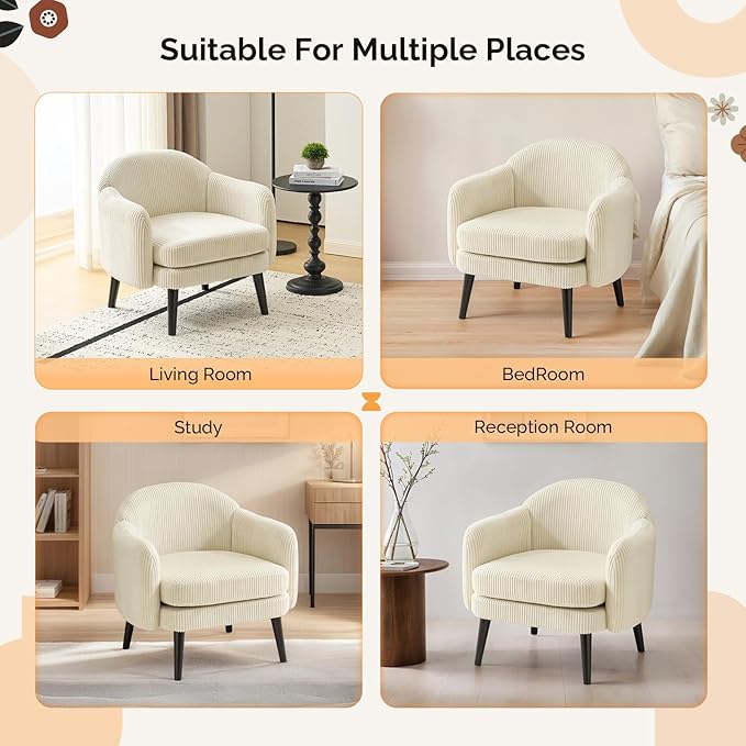 VINGLI 30.3" Wide Modern Barrel Accent Armchairs Set of 2