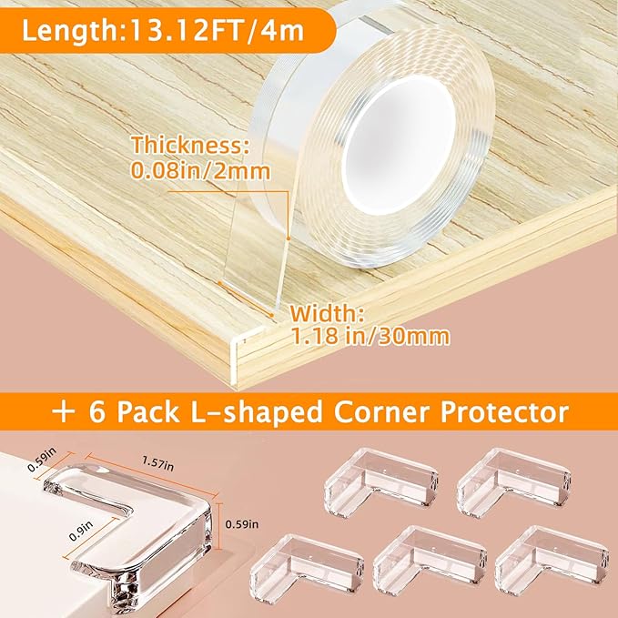 Clear Soft Corner Protectors for Furniture Strip, 1.18 in x 13.12 FT Edge Bumper
