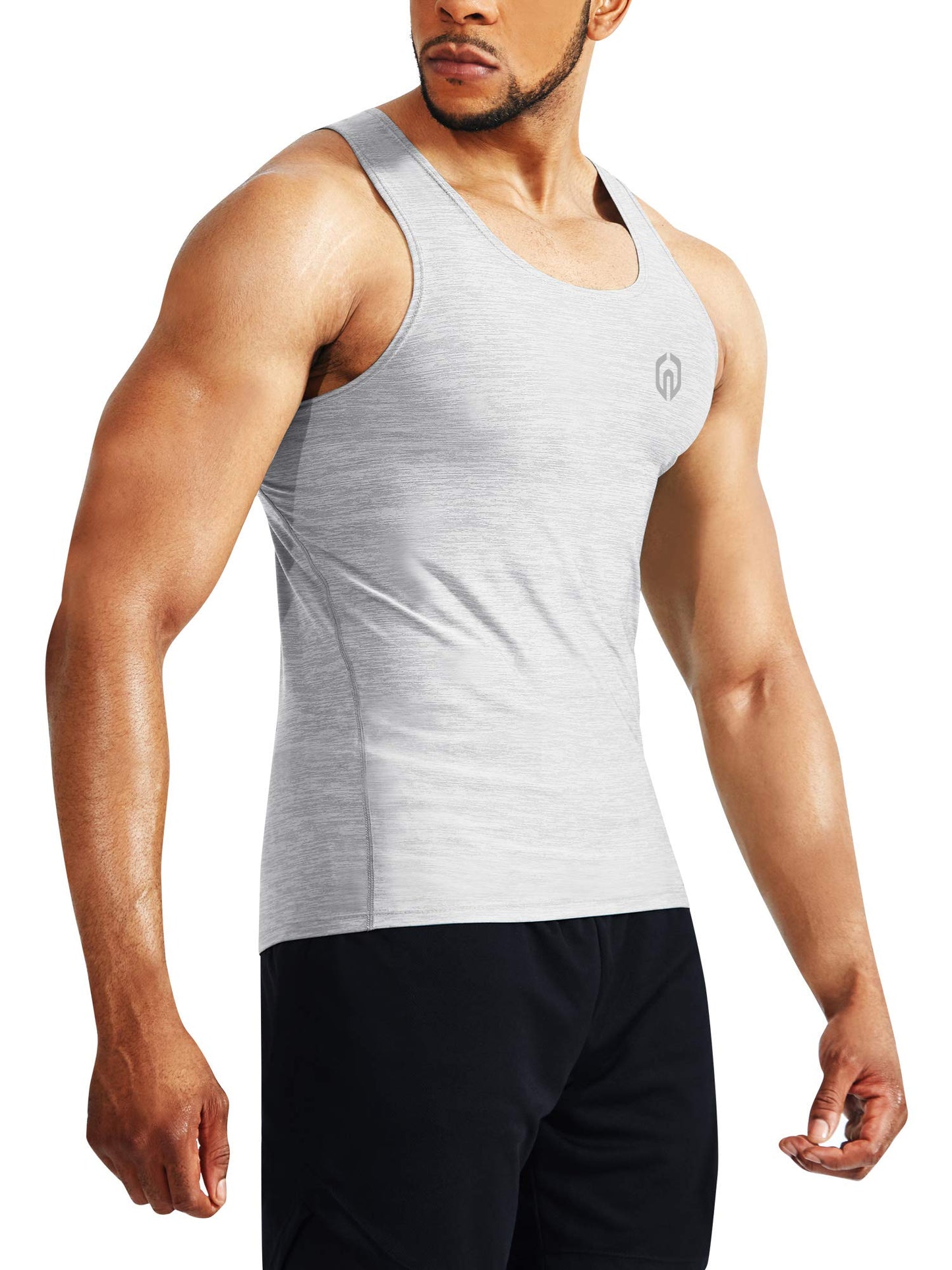 NELEUS Men's 3 Pack Compression Tank Top Tight Muscle Shirts,5074,Light Grey,US XL,EU 2XL