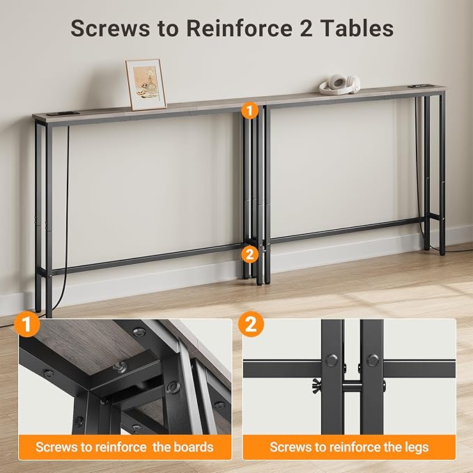 ELYKEN 2 Pack 5.9" Narrow Console Sofa Table