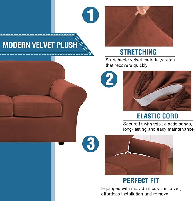 H.VERSAILTEX Rich Polyester and Spandex 2 Piece Cover Chair Slipcover Sofa
