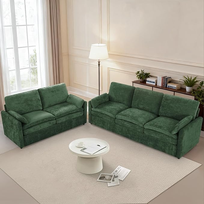 2 Pieces Chenille Sofa Set