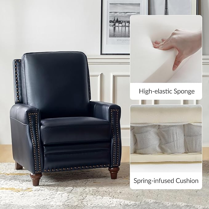 HULALA HOME Genuine Leather Manual Recliner Chairs Set of 2