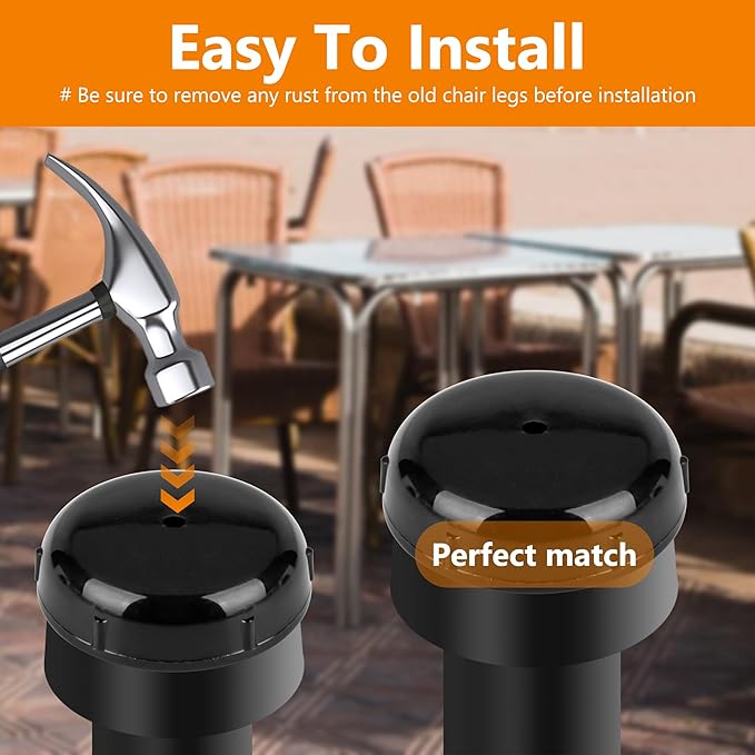 36-Pack Wrought Iron Patio Furniture Feet Caps 1-1/2 inch Round Plastic Outdoor