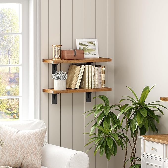 HOOBRO Floating Shelves for Wall, 15.7" Wall Mounted Shelves Set of 2, Hanging