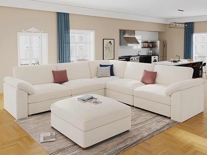 EASE MOOSE Sectional Modular Sofa, Luxury FSC Certified Chenille Comfty Deep