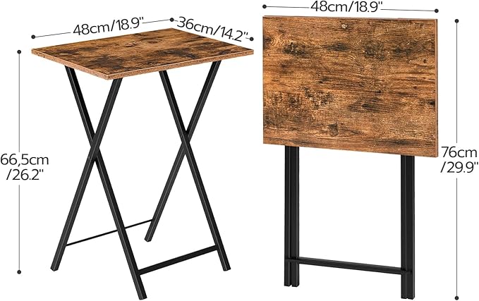HOOBRO Folding TV Tray Tables, Industrial Snack Tables