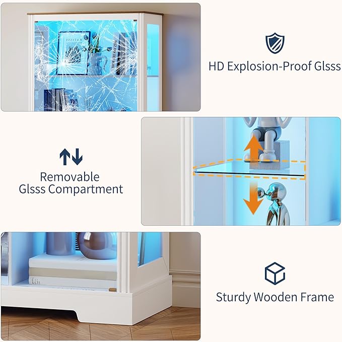 Gurexl Modern Glass Display Cabinet