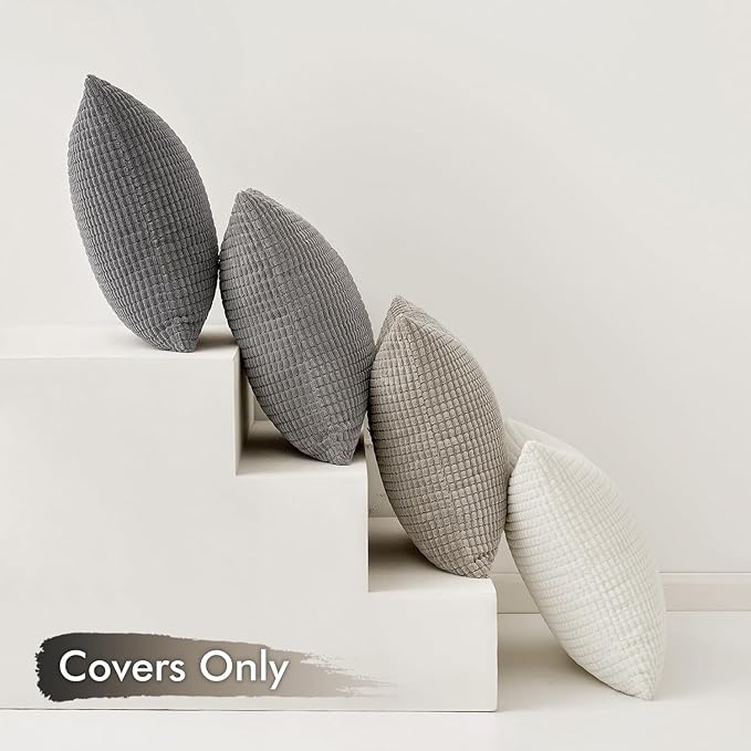 MIULEE Timeless Neutral Pillow Covers 18x18 Inch Set of 4 Mid Century Modern