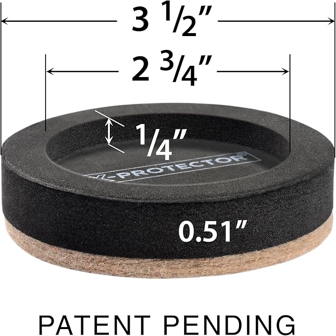 Felt Furniture Sliders for Hardwood Floors X-PROTECTOR 8 PCS 3 ½”