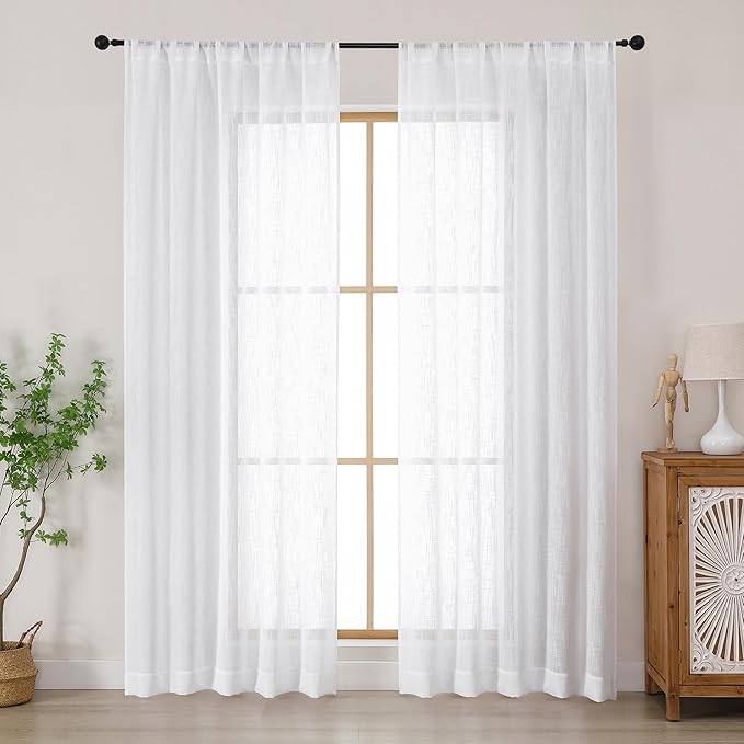 Chyhomenyc Semi Sheer Curtains 84 Inches Long 2 Panels Set, Light Filtering