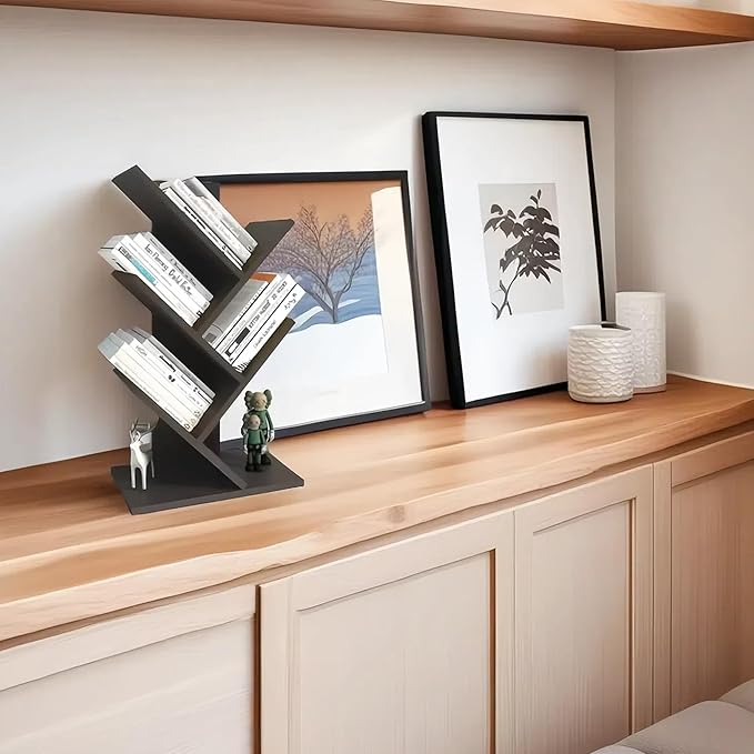 Godferyxin Book Tree Bookshelf, 5-Tier Wood Bookshelf Tree Bookcase