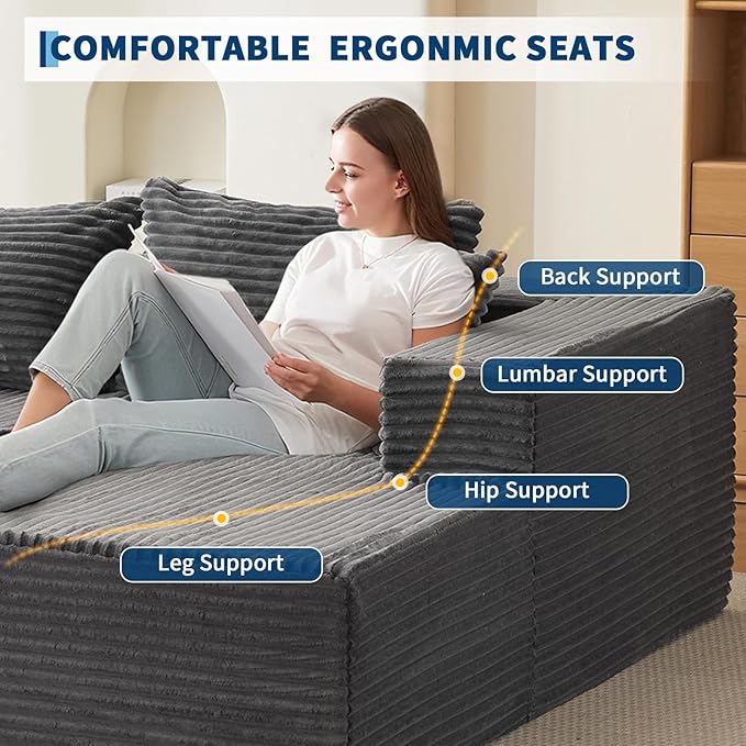 Hetoy Oversized L Shape Modular Sofa, Soft Modular Sectional Couch