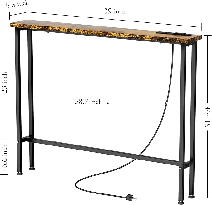 Keelian 39" Sofa Table Narrow Long