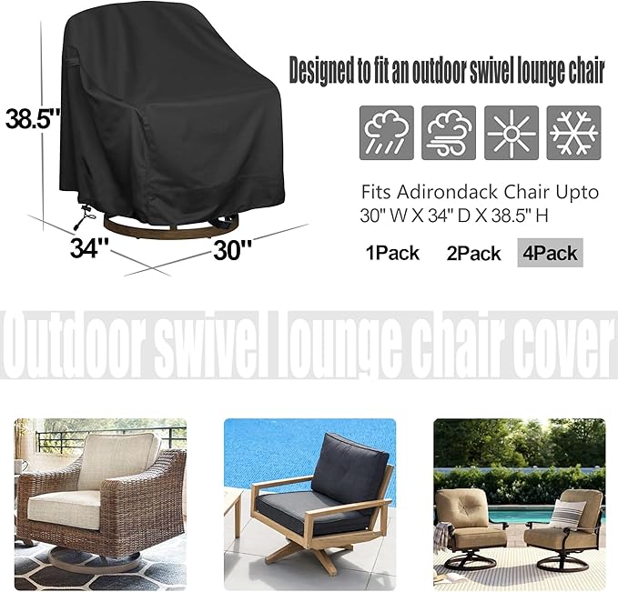 Outdoor Swivel Lounge Chair Cover, Heavy Duty Waterproof Patio Furniture Cover