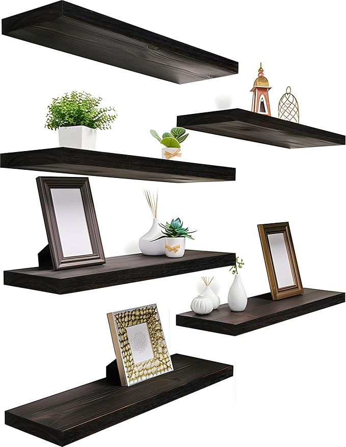 YYWUOJJ Wood Floating Shelves for Wall Decor, Rustic Wall Shelves for Bedroom
