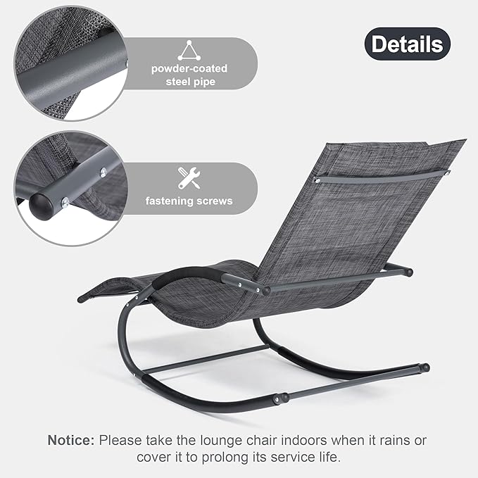 Outdoor Lounge Chairs with Removable Pillow, Pool Chaise Lounge Chairs Set of 2