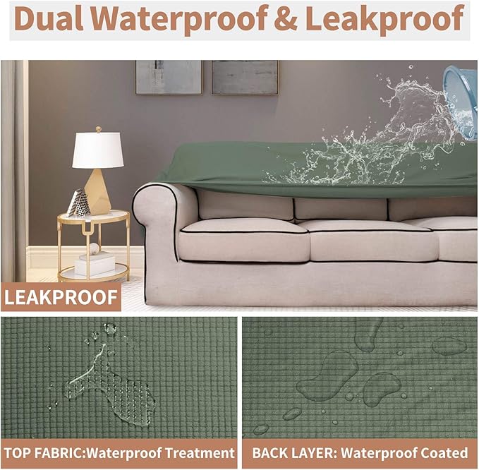 Easy-Going 100% Waterproof Couch Cover, Dual Waterproof Sofa Cover, Stretch
