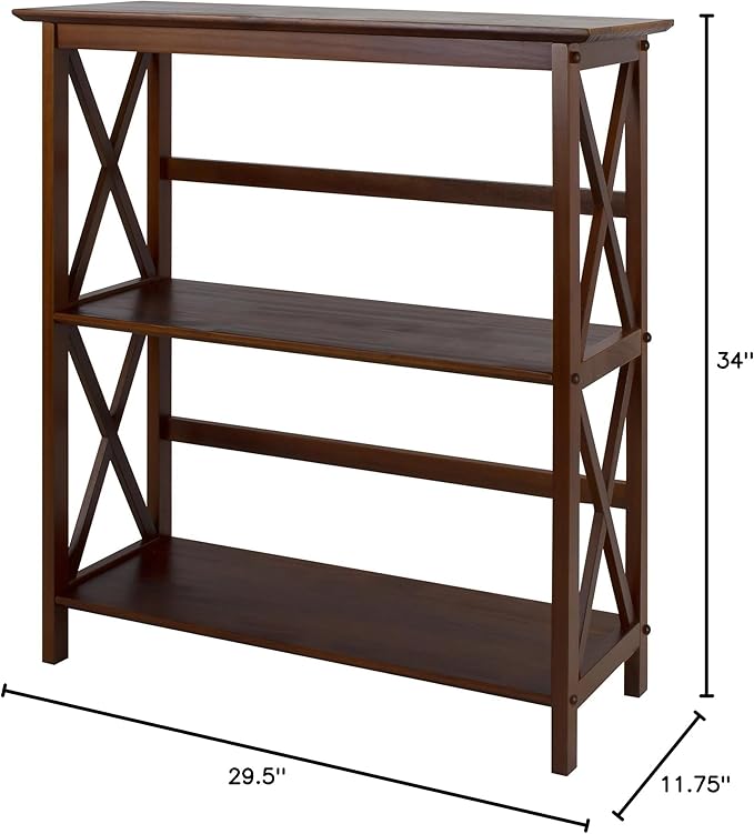 Montego 3-Shelf Bookcase-Walnut